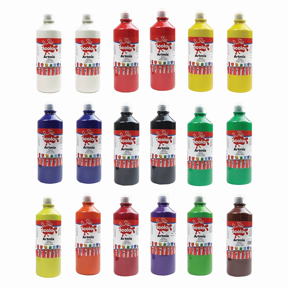 Ready Mixed Poster Paint Assorted 600ml - Pack of 18