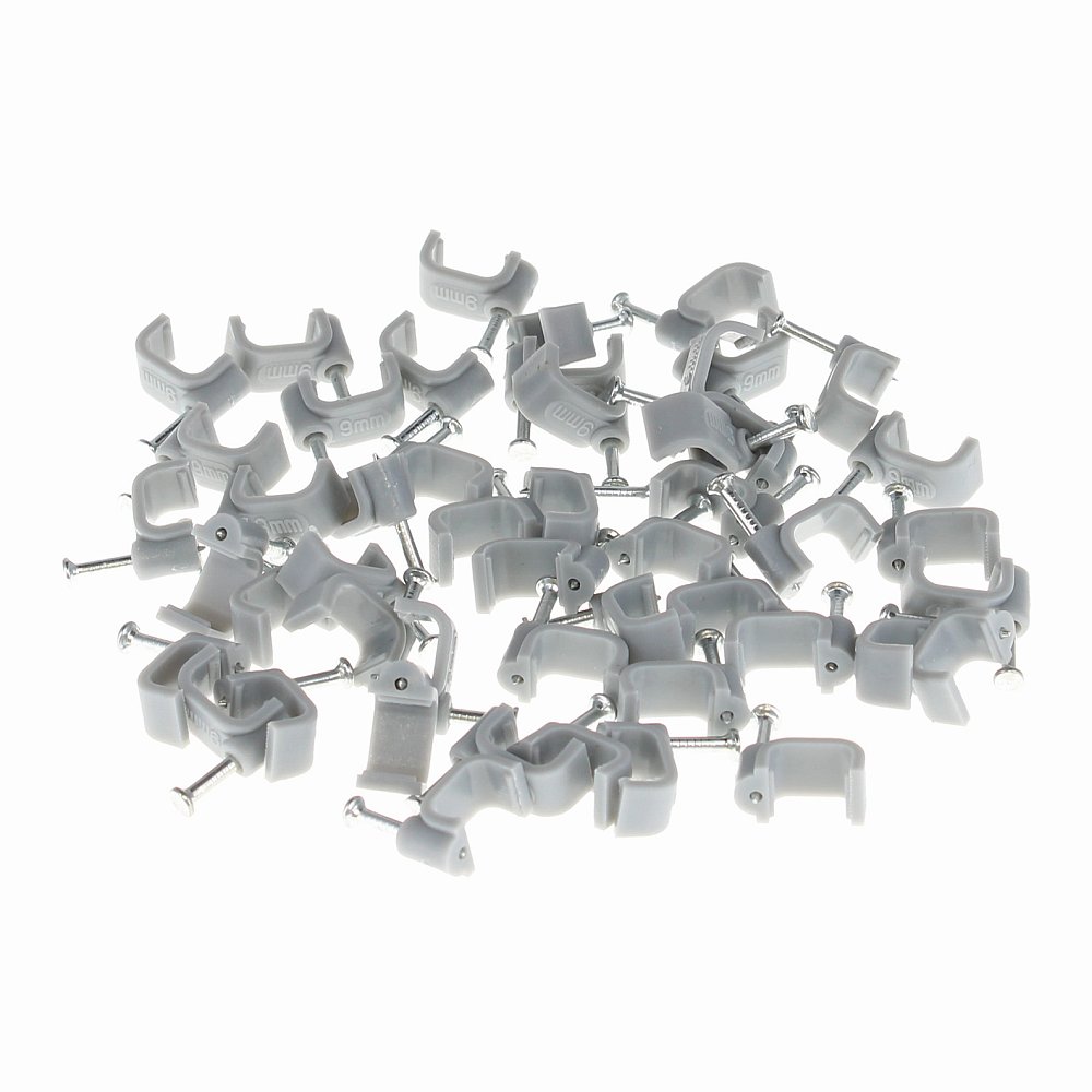 Twin & Earth Cable Clips, 1.5mm Grey - Pack of 50