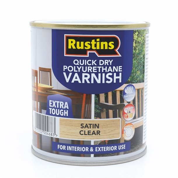 Rustins Poly Varnish Int/Ext, Satin - 1 litre